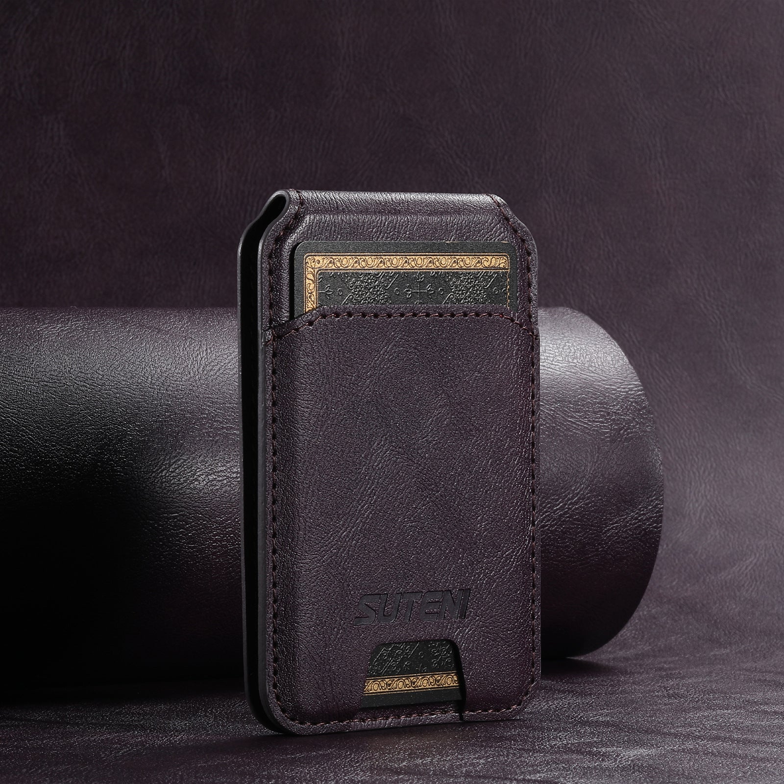 Support de carte magnétique pour téléphone universel Android MagSafe Magnetic Ring PU Leather