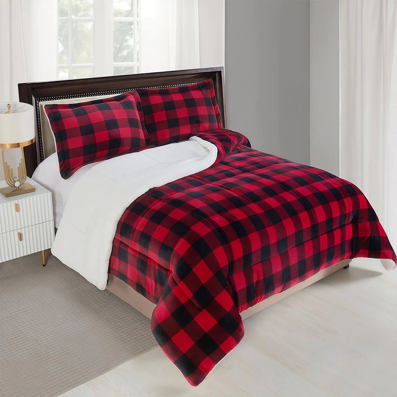 Cozy Sherpa Fleece Buffalo Plaid Blanket