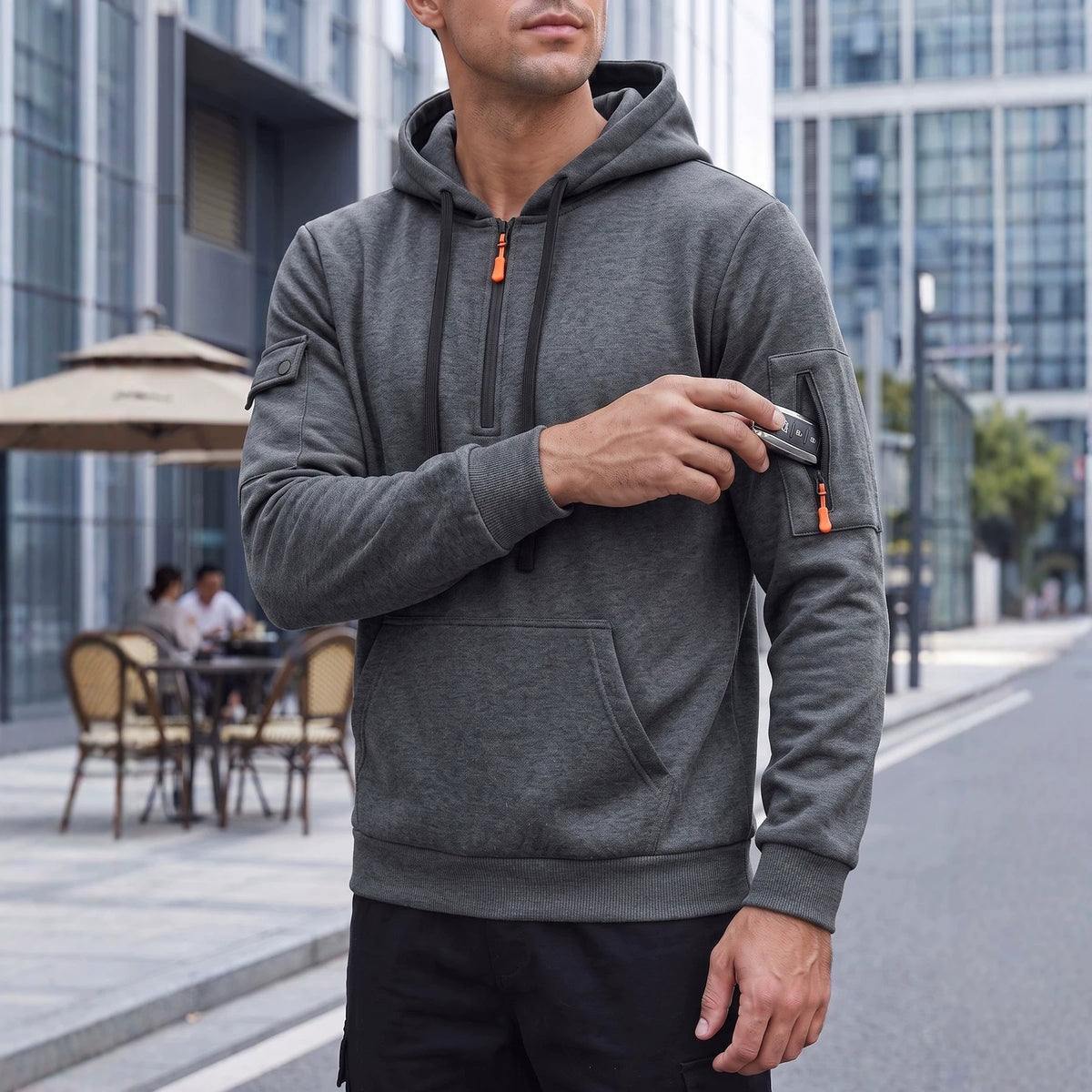Homme Waffle-knit Henley avec poche de couleur contrastante