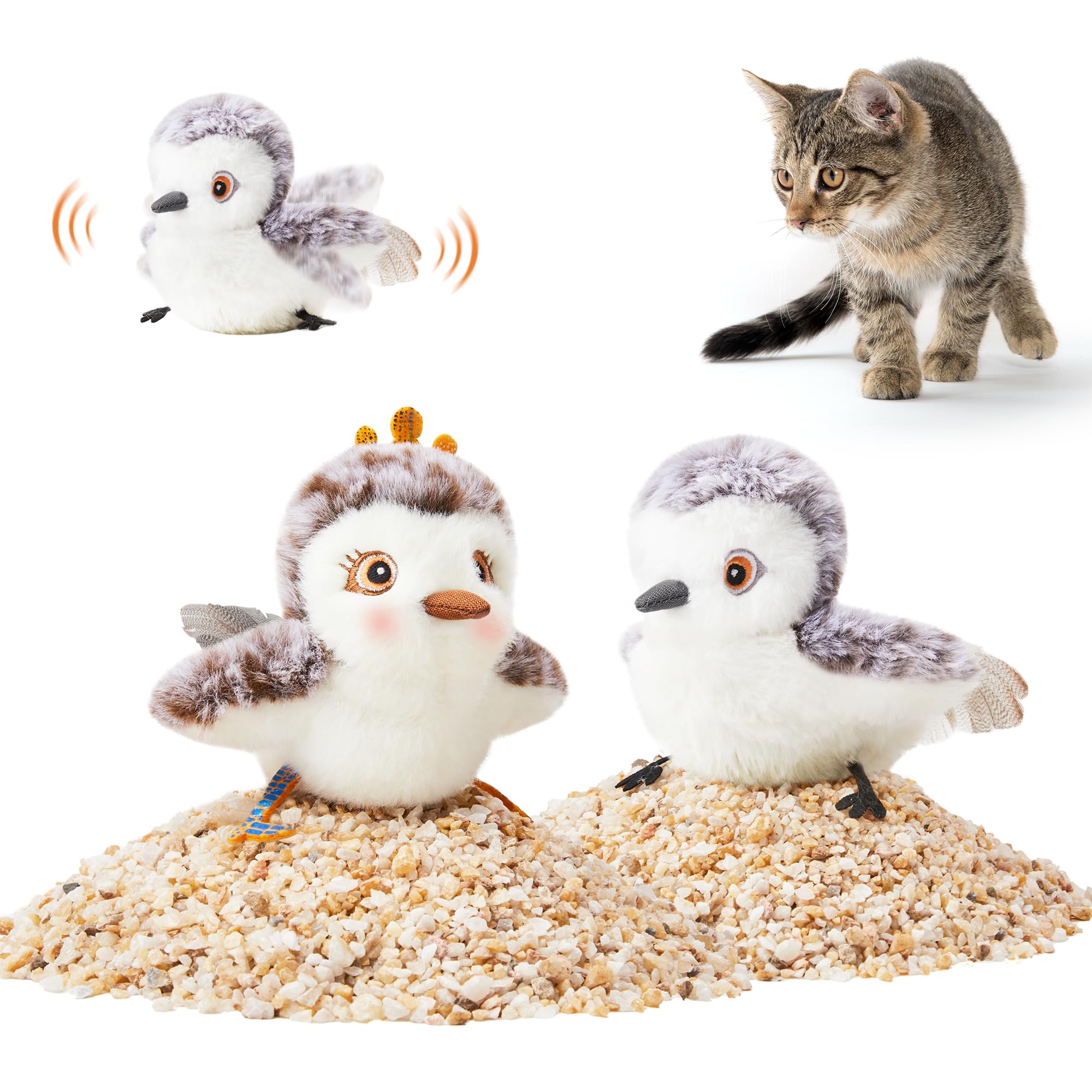 Jouets de chat enflammés Sandpiper paire-Mate oiseaux ressemblant Chirp