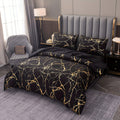 Couverture de couette et taies d'oreillers en marbre marbré doré