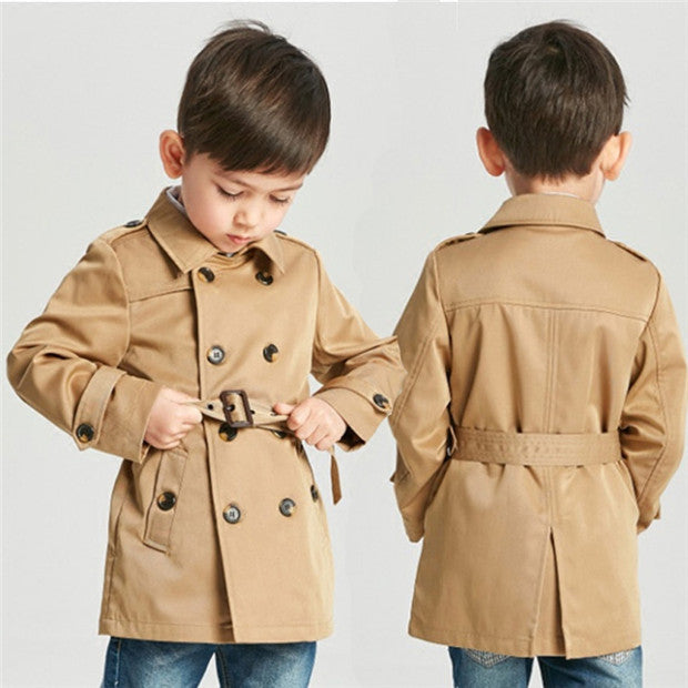 Manteau de trench de printemps pour enfants mi-longueur