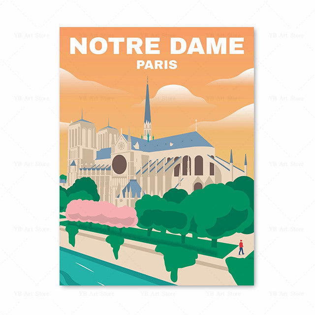 Vieille affiche de voyage toile peinture photo d'art