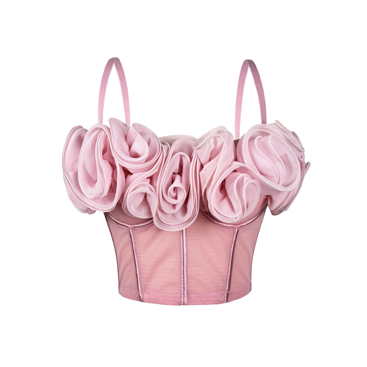 Trois-Dimensionnelle Flower Fishbone Bra Pure Desire Tube Top Mesh Breathable Inner Fishbone