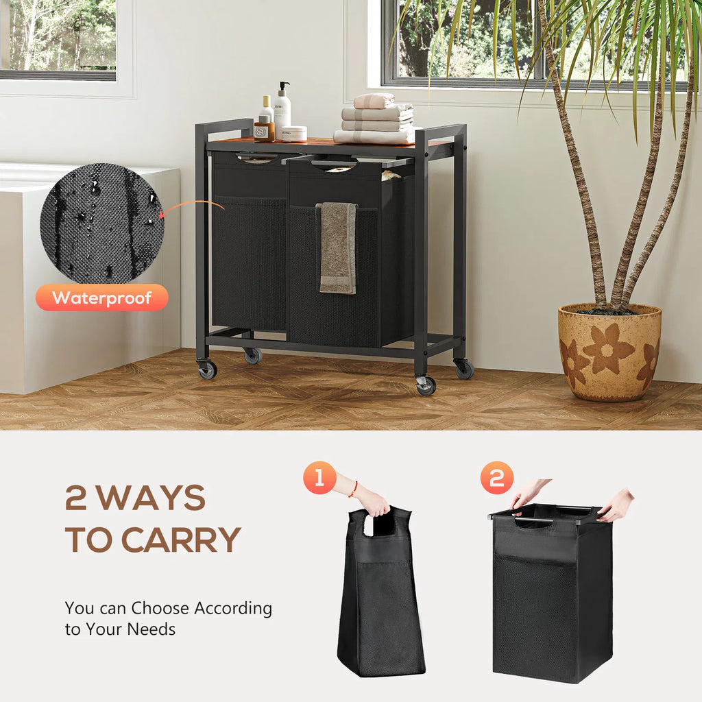 Armoire à linge avec 3 sacs amovibles de blanchisserie
