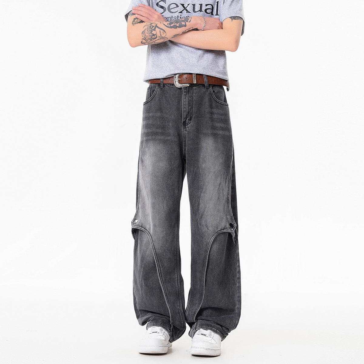 Men's American Style Washed Graduation Jeans