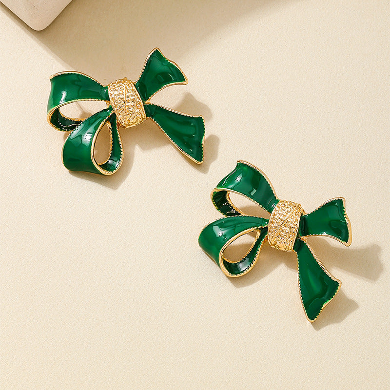 Boucles d'oreilles pour femmes de la Bow verte