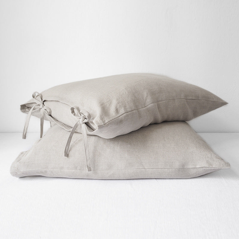 Linen Pillow with Tie Straps Spring/Summer Solid Color
