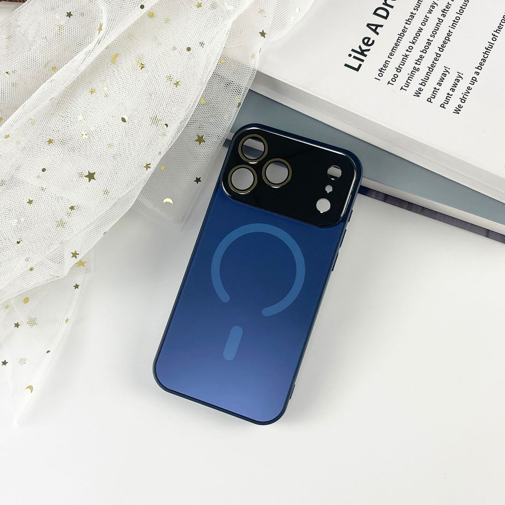 Cas de téléphone magnétique à grande fenêtre givrée