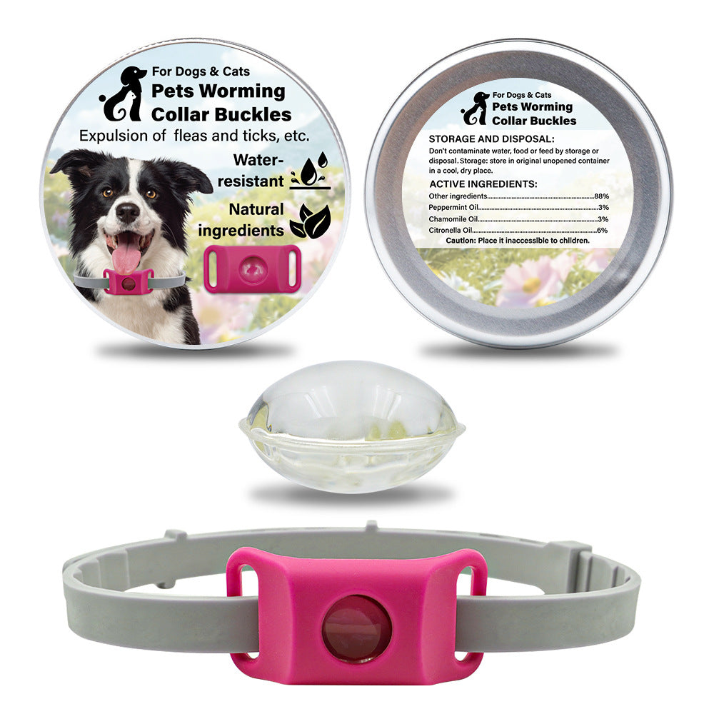 Suit de la capsule de collier de bouton d'insectifuge pour animaux de compagnie
