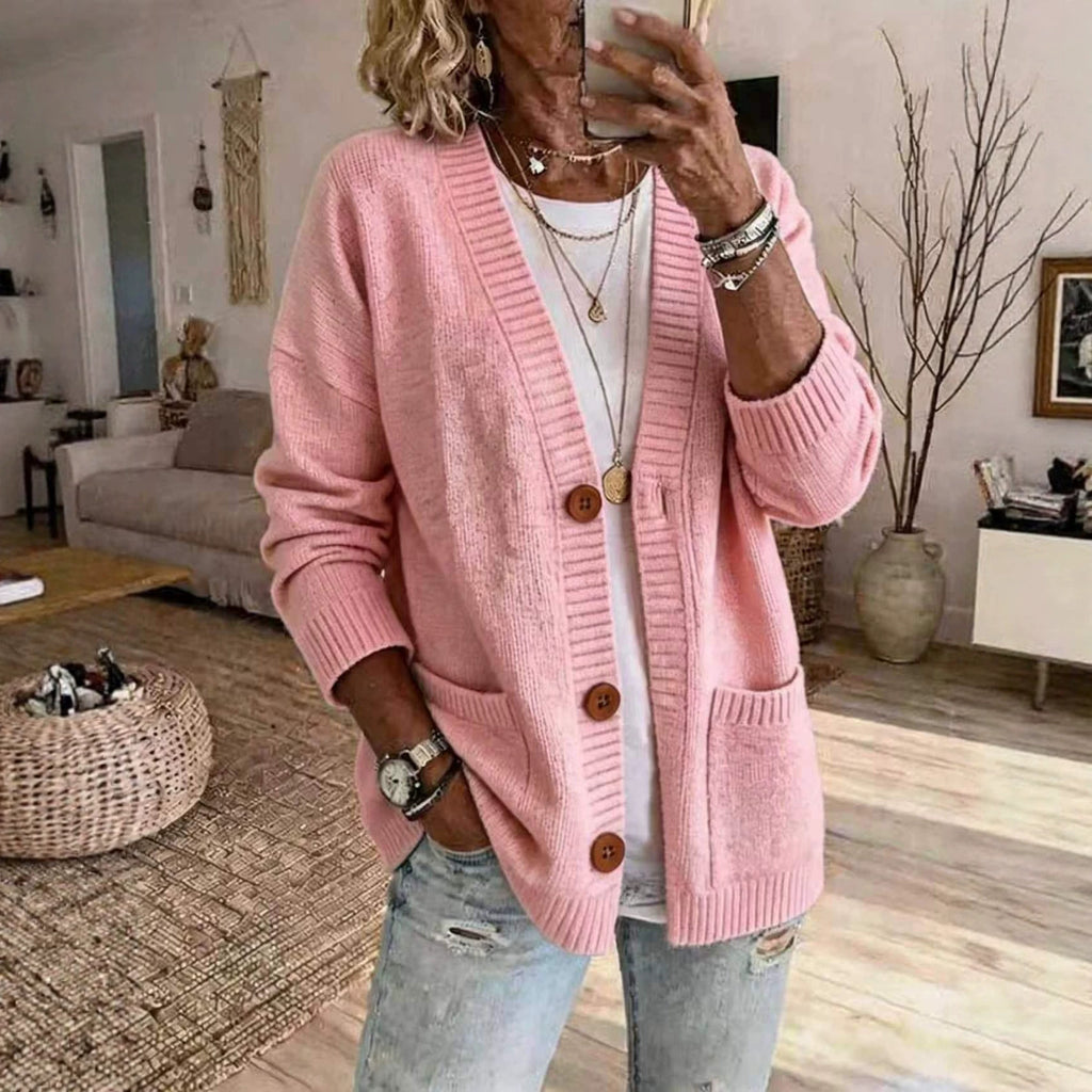 Women's V-Neck Knit Sweater Jacket
