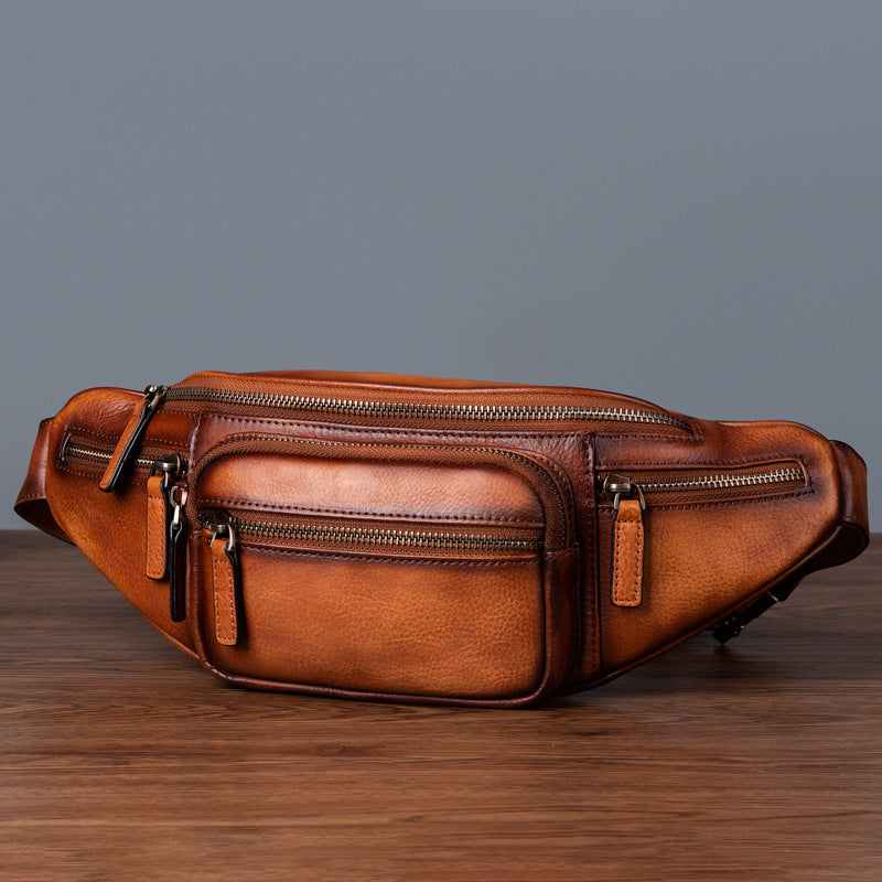 Cowhide Retro-style sac de poitrine casual