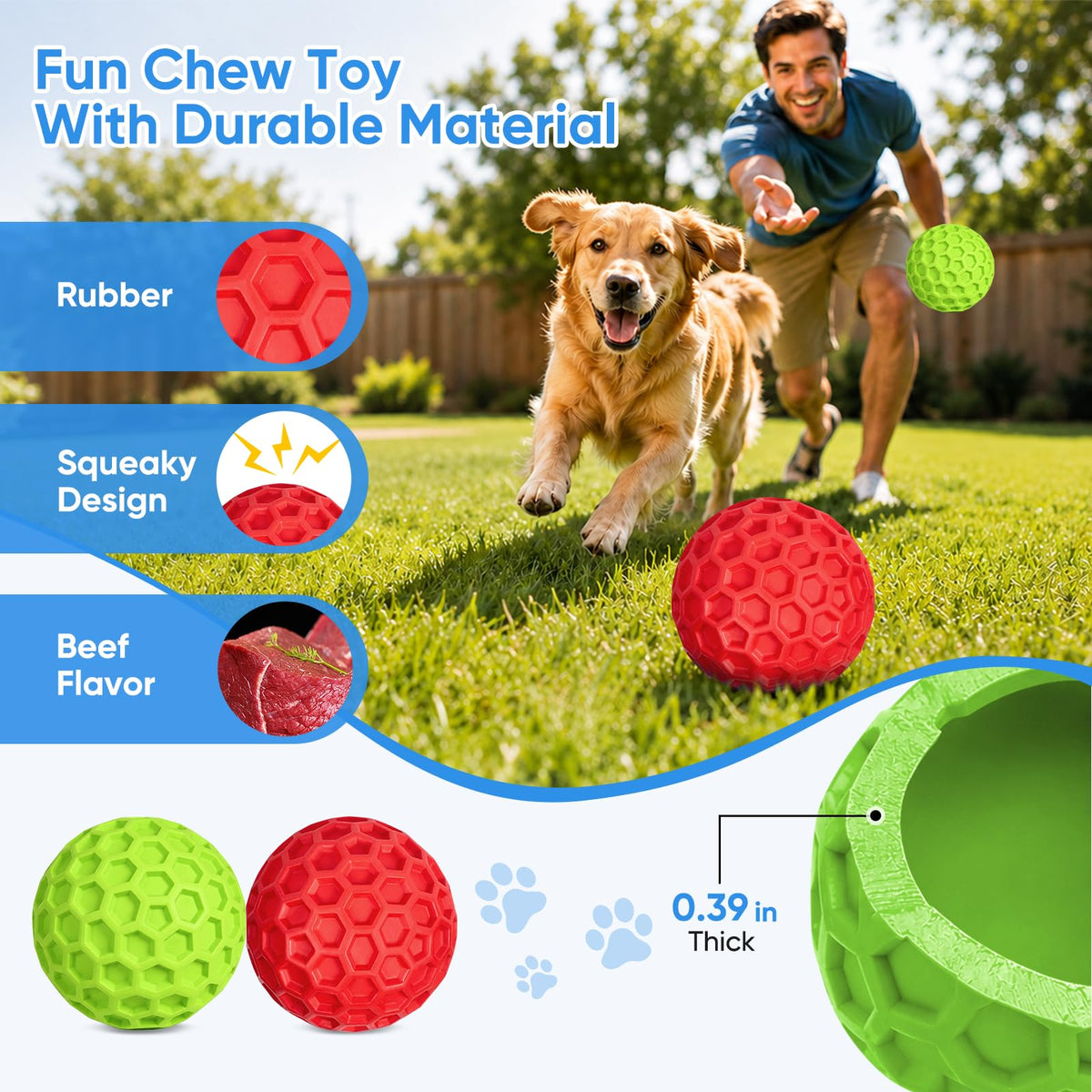 Balles de chien Squeaky Jouet 2 Pack
