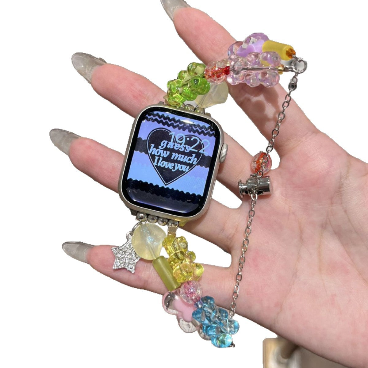 Bande de montres en perles d'ours gommy colorée compatible avec IWatch Series Soft Silicone