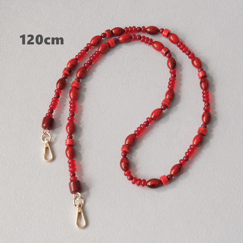 Accessoire à chaîne de perles rouges à la mode Crossbody Lanyard Bag