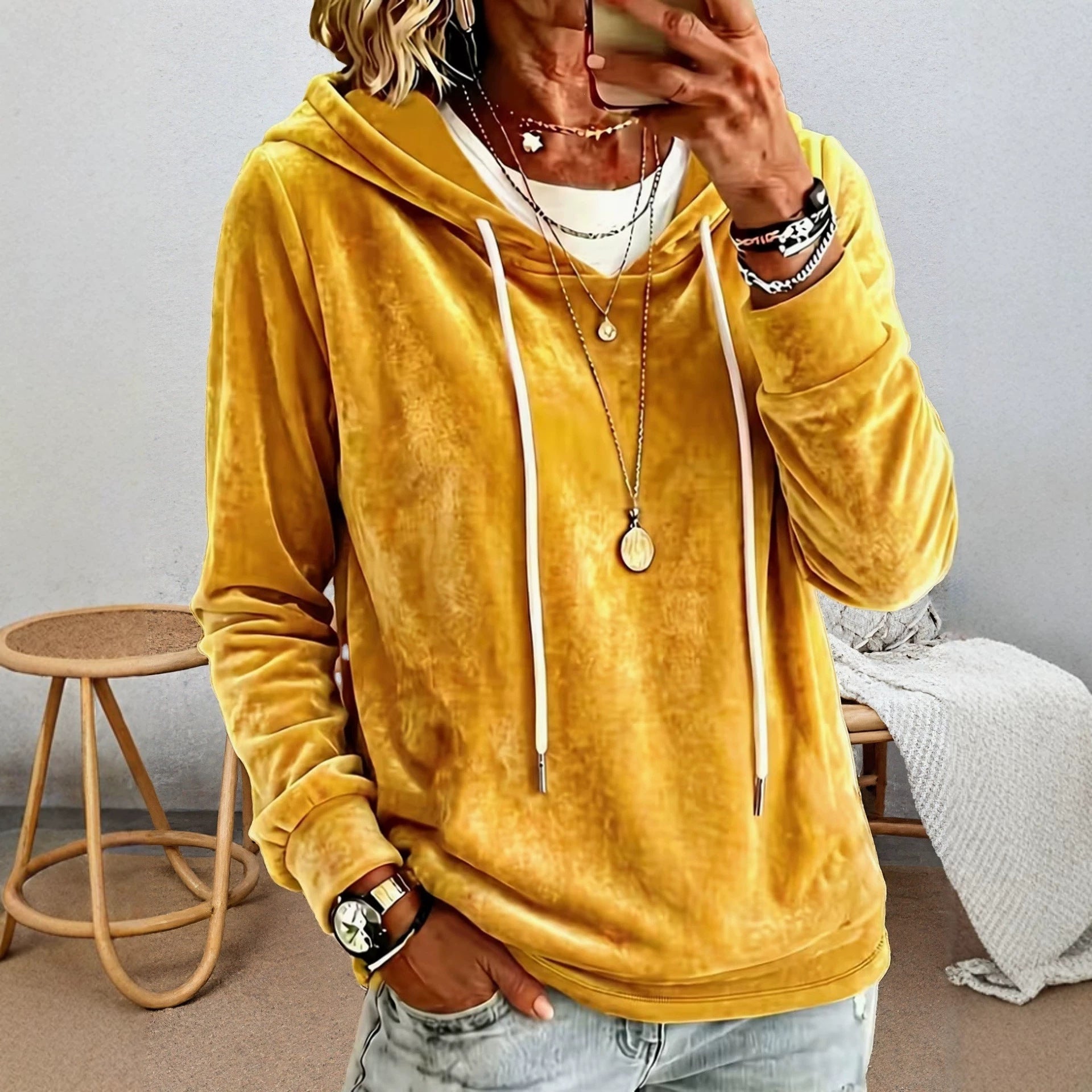 Sweat à manches longues à capuche élégante et élégante pour femmes