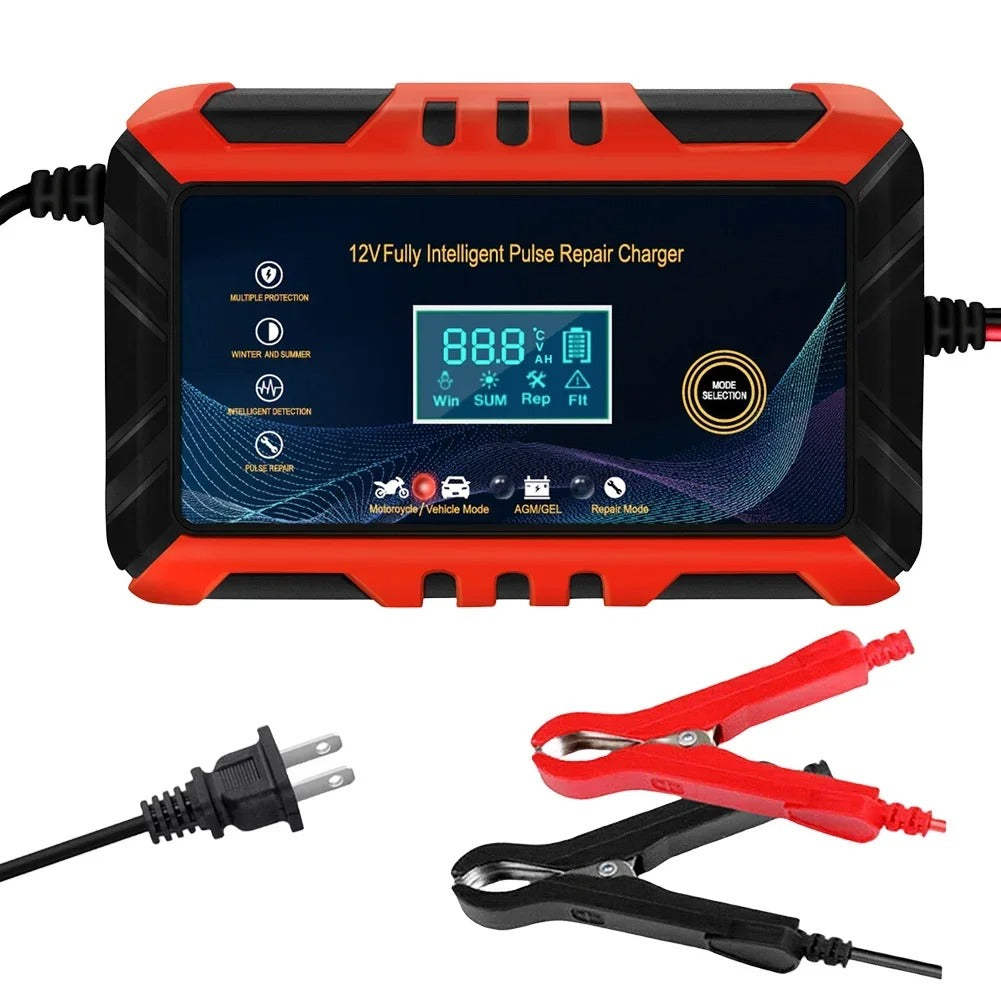 Chargeur de batterie de voiture 12V 6A Pulse Réparation LCD Chargeur de batterie automatique intelligent GEL Le