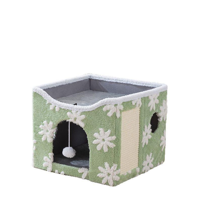 Lit de chat pliable avec peluche douce pour la chaleur