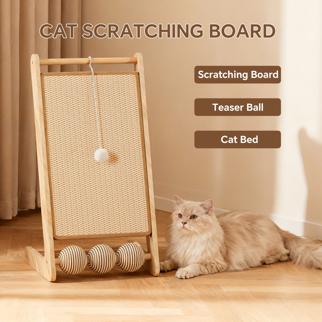 Un seul auto-pickup---L Rattan Cat poste de scratching avec joint de balle