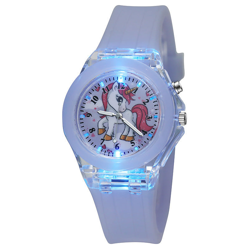 Licorne Lumineuse Silicone Quartz Montre pour les enfants et les enfants de l'école primaire