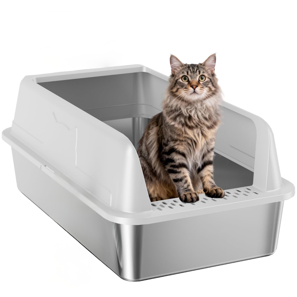 Boîte à litière pour chats en acier inoxydable