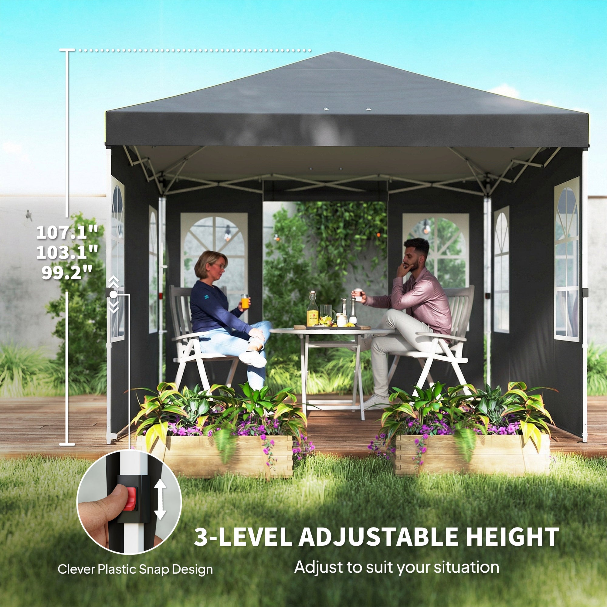 9,6 x 9,6 pieds Pop Up Canopy Tente avec parois latérales