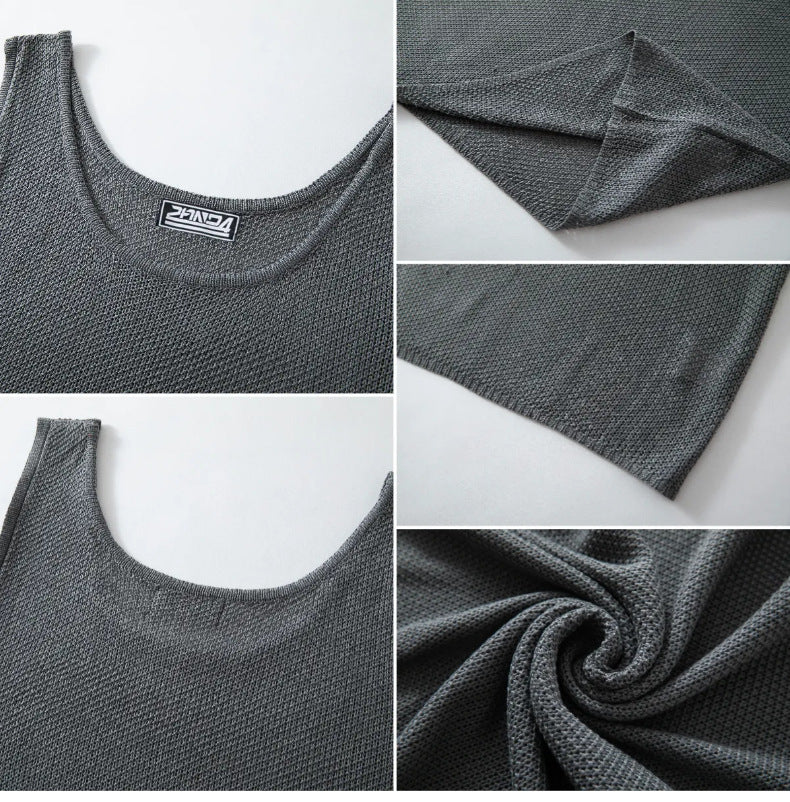 American Vintage Plus Taille Occasion Knit Hollow Out Tank Tops Pour Hommes Summer Fitness Direct F