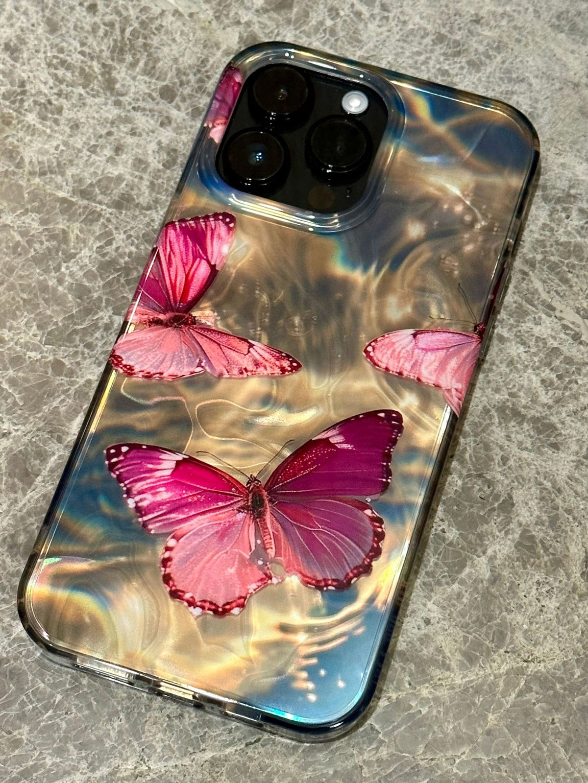 Cas de téléphone à papillon laser à rainure d'eau