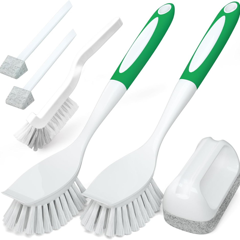 Ensemble de brosses à vaisselle multi-usages Holikme - Outils à frotter vert pour pots