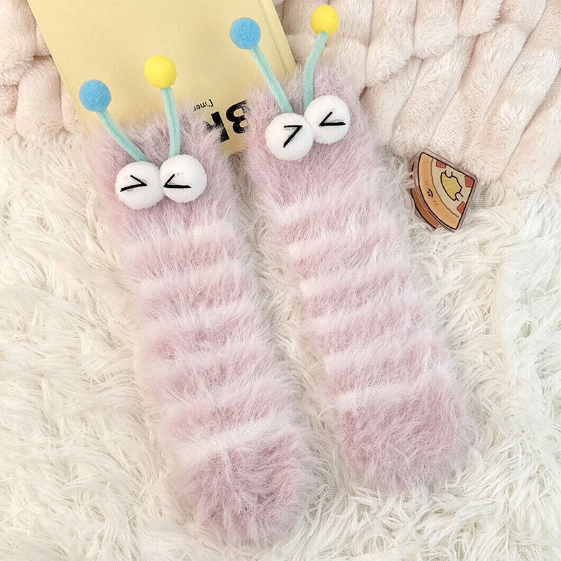 Femmes Quirky Coral Fleece Chaussettes mi-calf