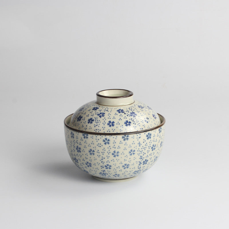 Bol de riz en céramique japonaise avec coupe de préservation de lard