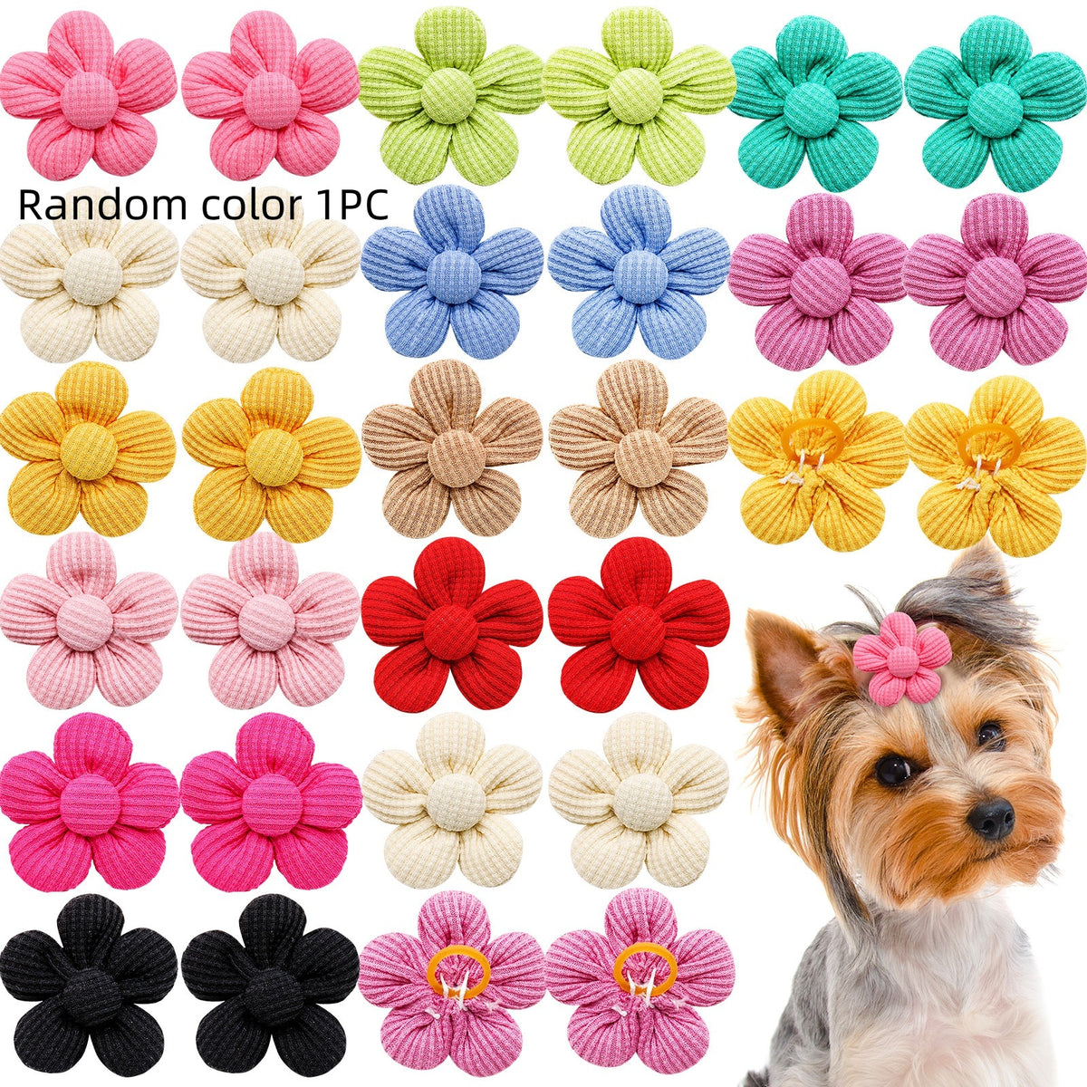 Coiffure d'animal Flower Spring Flower Solid Color Headdress Flower Dog Accessoires pour chats