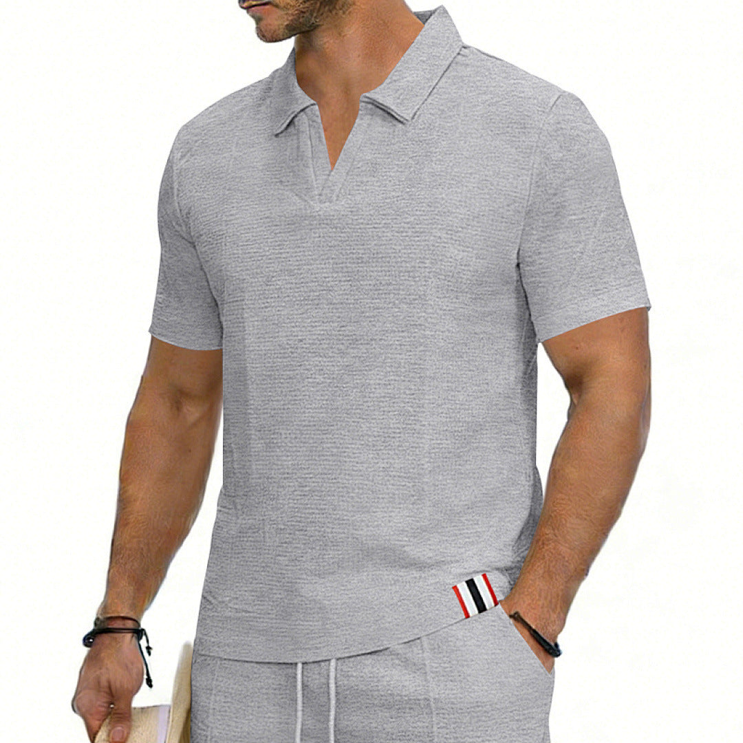 Chemise à manches courtes respirante à mailles courtes pour homme simple et souple