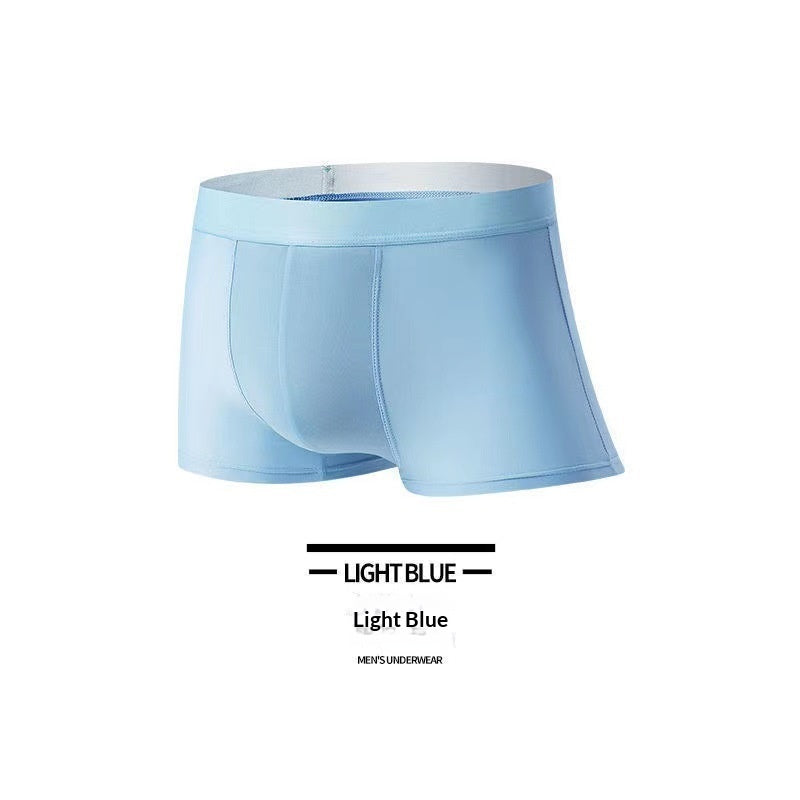 Ice Silk Hommes Sous-vêtements Hommes Boxer Slip Youthful Solid-color Respirant et Antibactéria