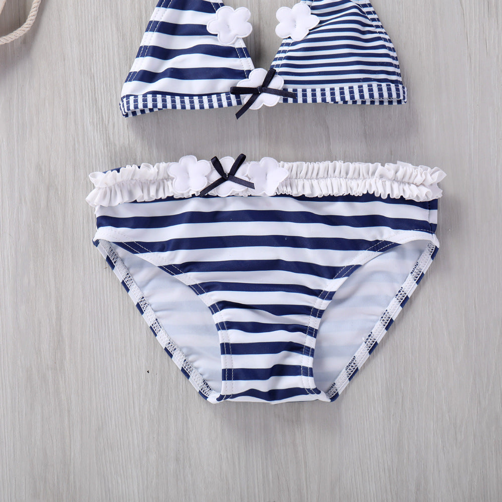 Maillot de bain en dentelle rayée bébé