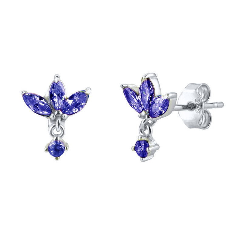 S925 Boucles d'oreilles à aiguille en argent avec conception de papillon de Zircon