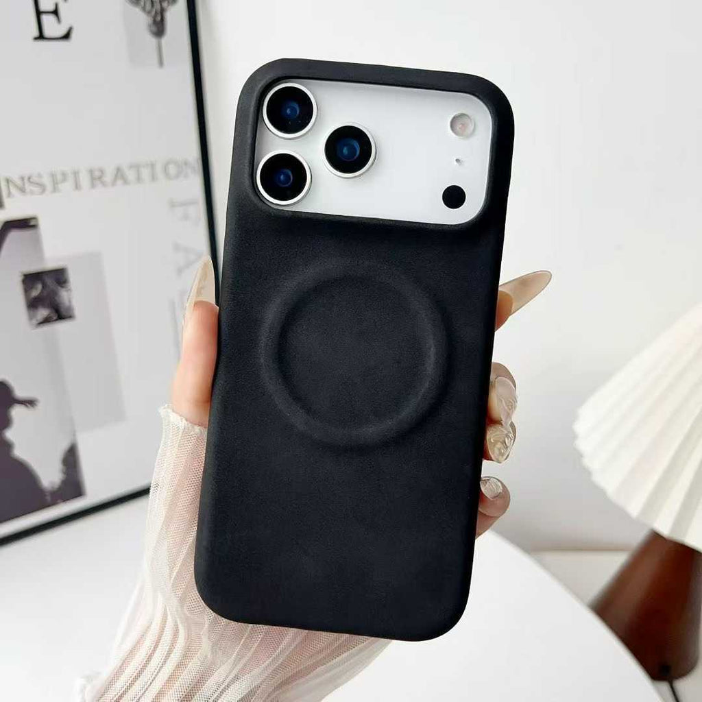 Minimalist Solid Color Skin-feel Sheepskin Magnetic Phone Case