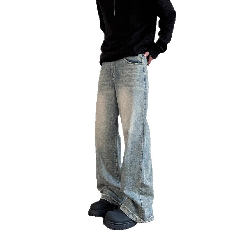 Jeans Denim Lavés Dénudés Hommes Style Vintage Loose-fit