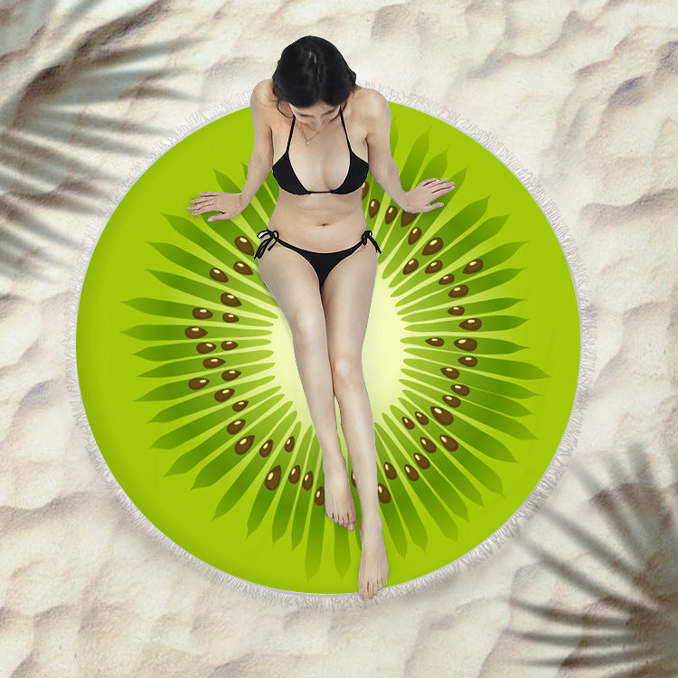 Serviette de plage fringée, serviette de bain ronde, serviette de plage
