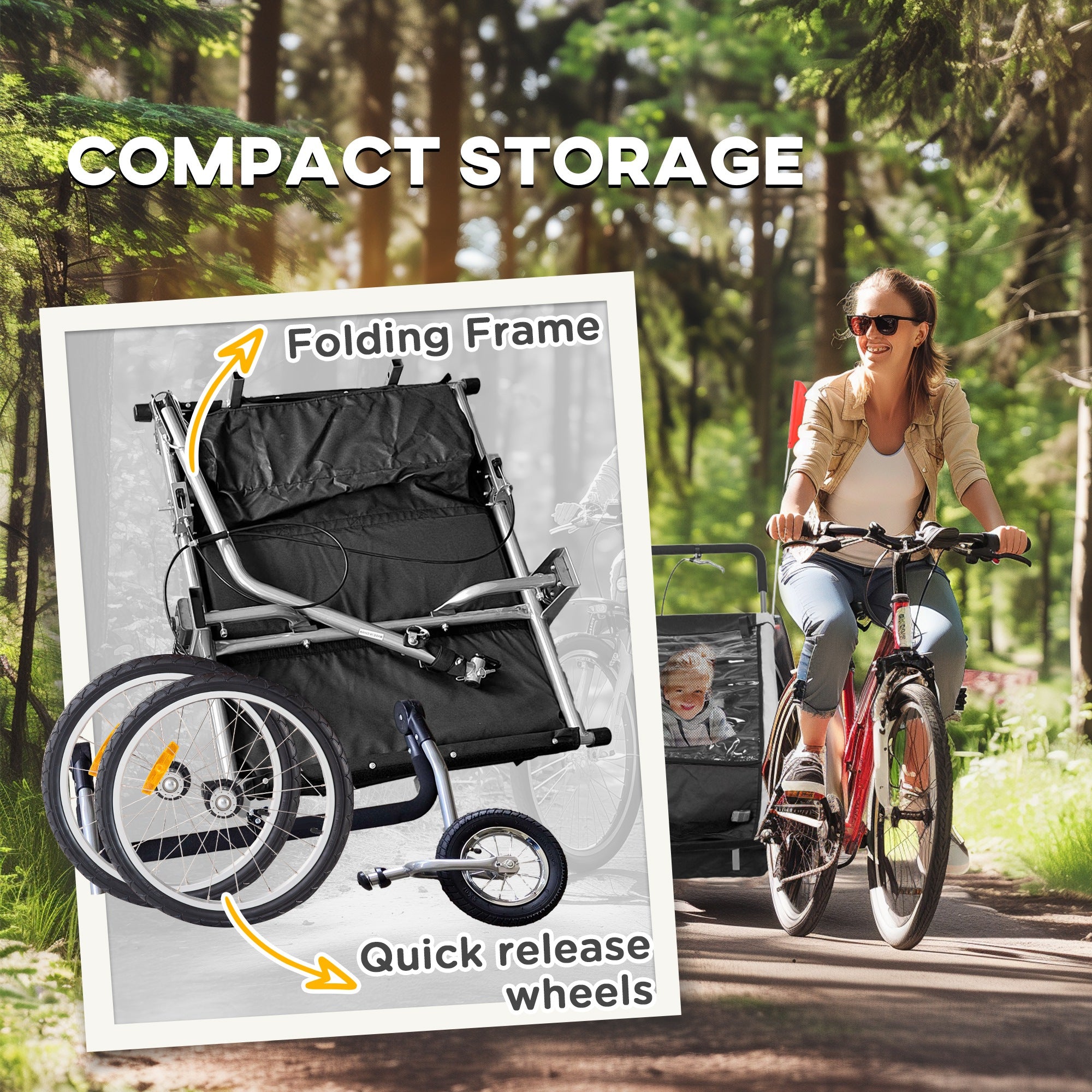 Remorque à vélo pivotante 2-Seat Elite 360 pour enfants Remorque à vélo avec résistant à l'eau W