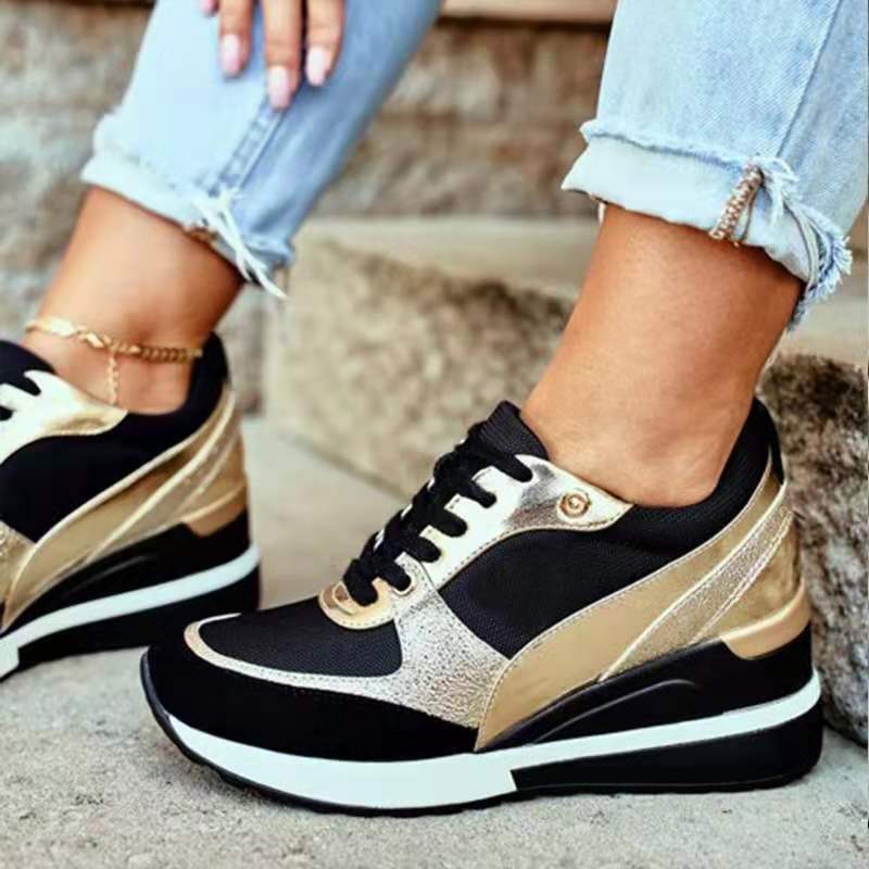 Plate-forme de femmes Colorblock Sequin Plat Casual Sneakers