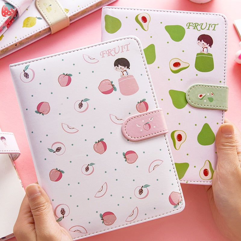 Fruit Print Notebook Planner Magnetic Buckle PU NoteBook Annuals Agenda Couleur Illustration
