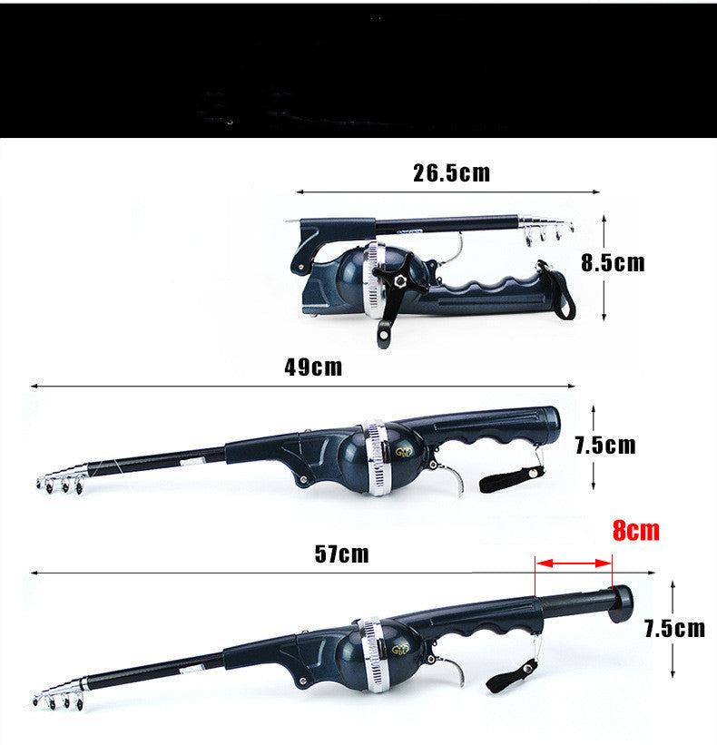 Tige de pêche pliable porte-poches