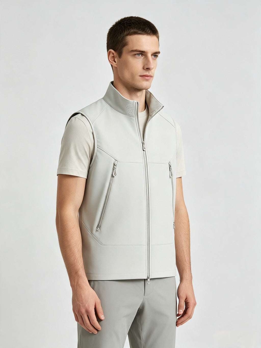 Couple Stand Collar Outdoor Vest Thin Fleece Lined Warm Sleeveless Waistcoat Wind Resistan