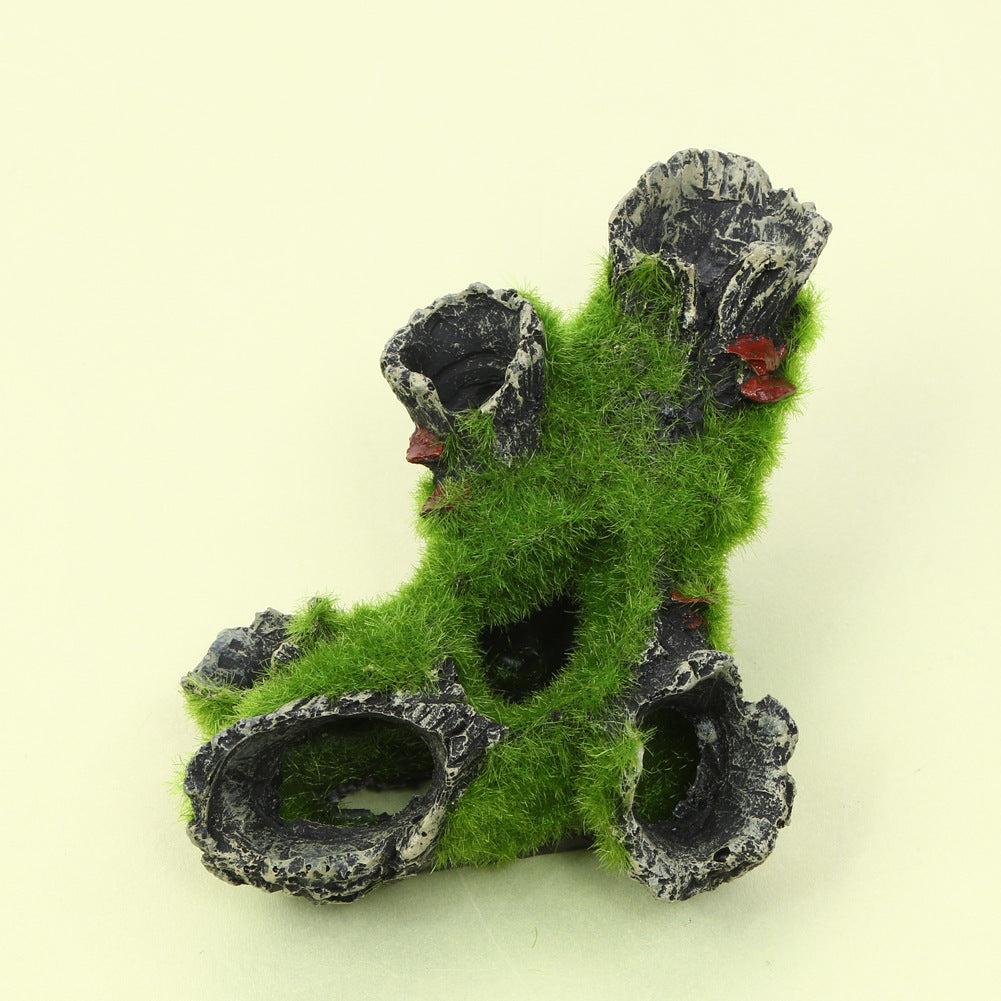 Décoration du réservoir de poisson Imitation Moss Tree Racine Crevette Pot Crevettes Nest Crevettes Branche