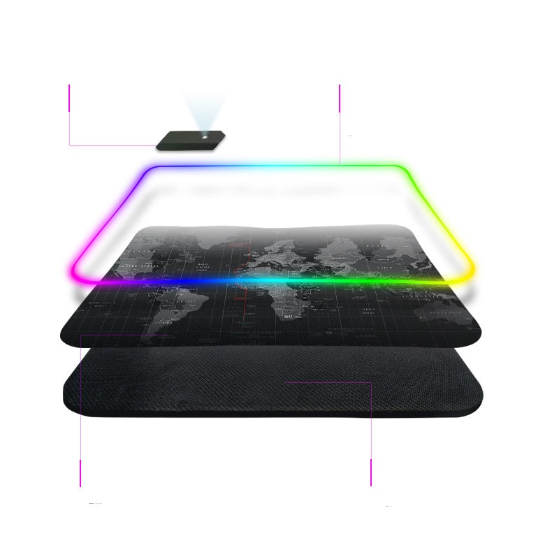 Cadeau RGB Luminous Mouse Pad épaissé avec bord de verrouillage Mode d'éclairage coloré