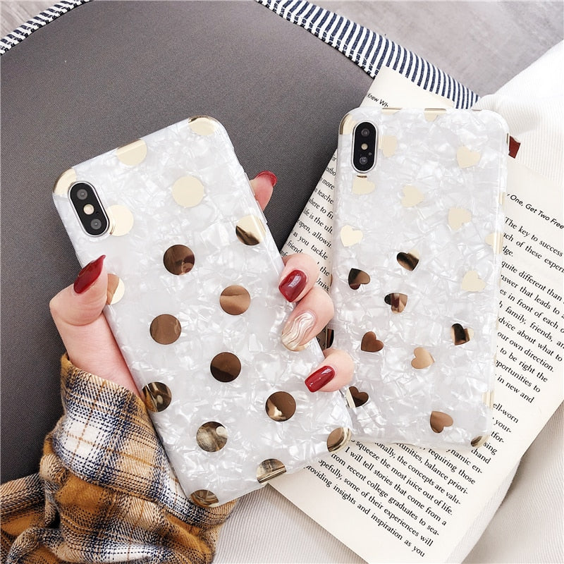 Love Polka Dot Bronzing Shell modèle boîtier téléphonique