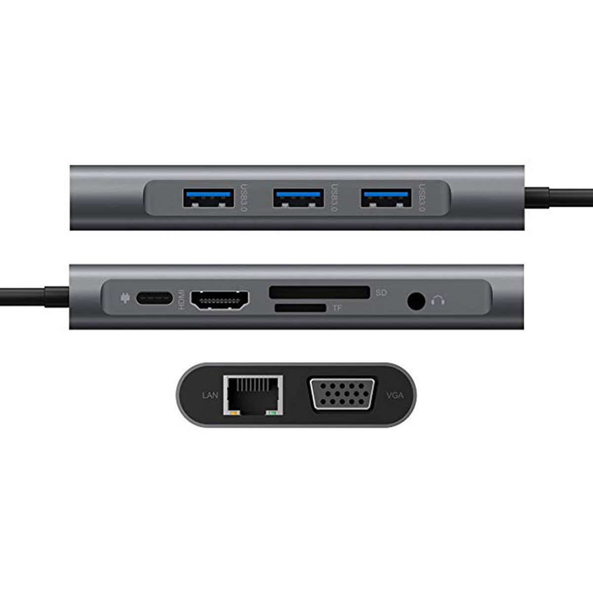Port Ethernet HDMI VGA PD TF Computer Expansion Hub HUB