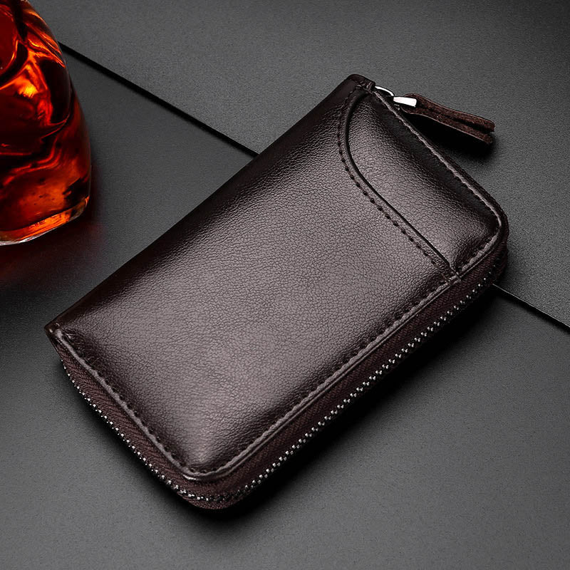 Boîtier de clés en cuir Zipper de voiture multifonction