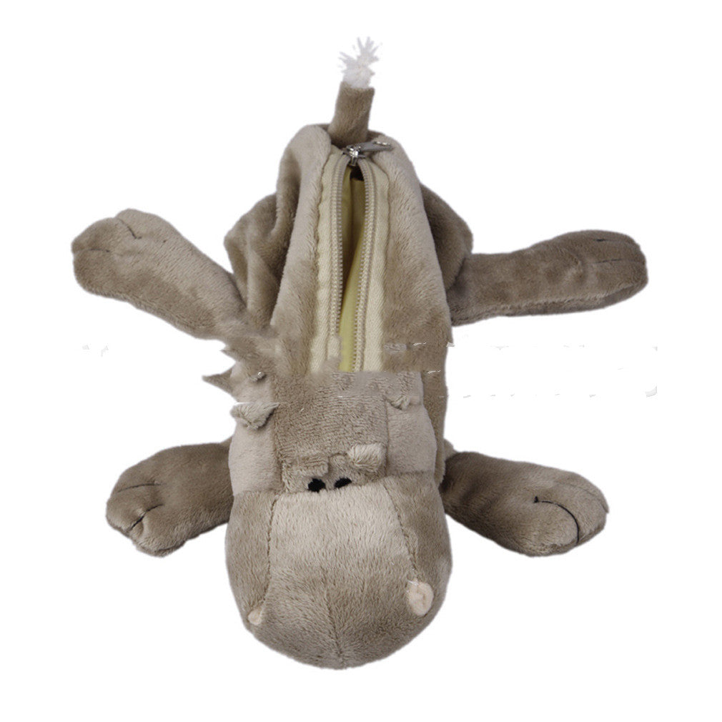 Étui de crayon créatif pour animaux de caricature coréenne en peluche pour enfants